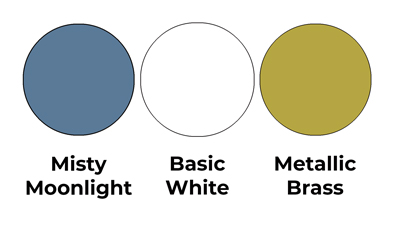 Colour combo mixing Misty Moonlight, Basic White and Metallic Brass
