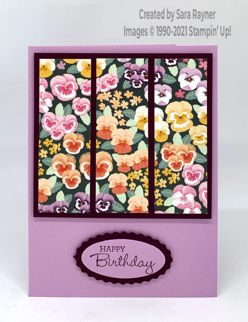 Double oval pansy petals birthday card