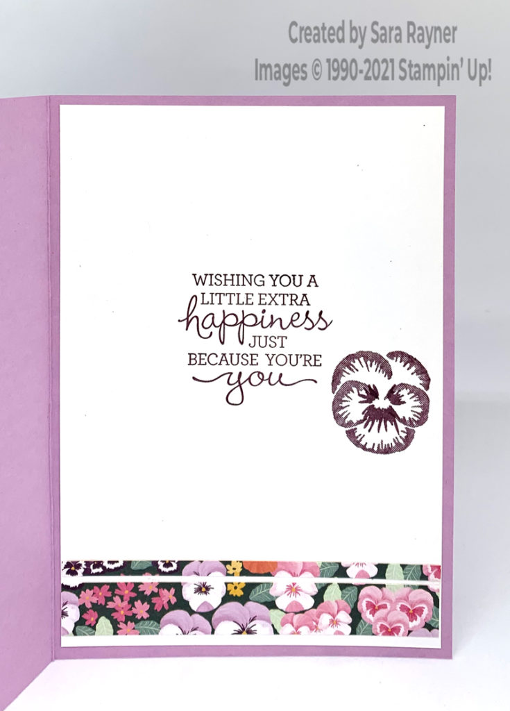 Double oval pansy petals birthday card insert