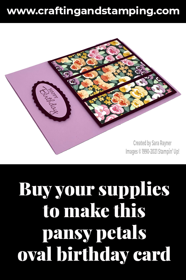 Double oval pansy petals birthday card supply list