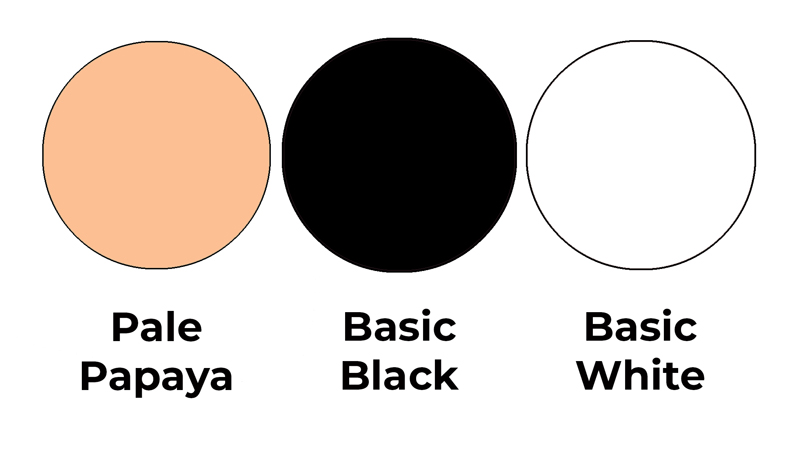Colour combo mixing Pale Papaya with simple black and white.