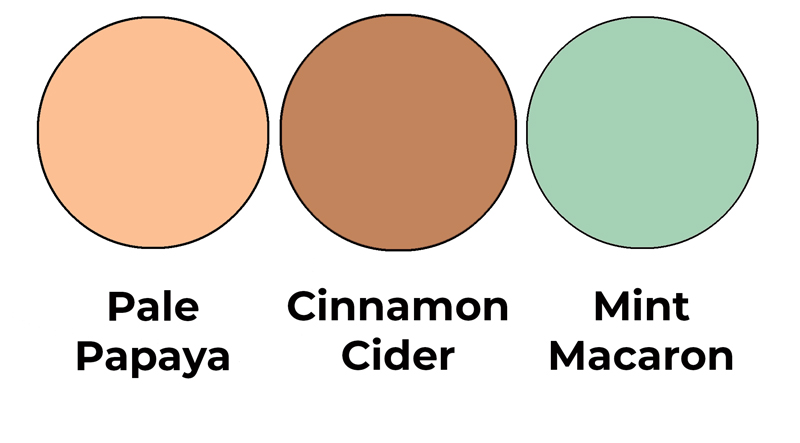 Colour combo mixing Pale Papaya, Cinnamon Cider and Mint Macaron