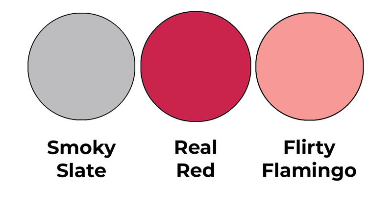 Colour combo mixing Smoky Slate, Real Red and Flirty Flamingo.
