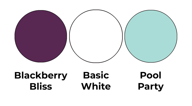 Colour combo mixing Blackberry Bliss, Basic White and Pool Party