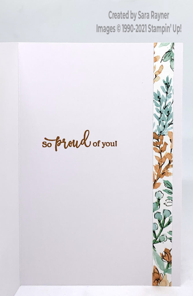 Hand-penned congrats card inside