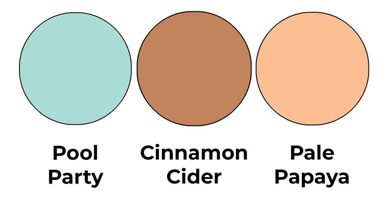 Colour combo mixing Pool Party, Cinnamon Cider and Pale Papaya.