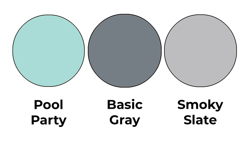 Colour combo mixing Pool Party, Basic Gray and Smoky Slate