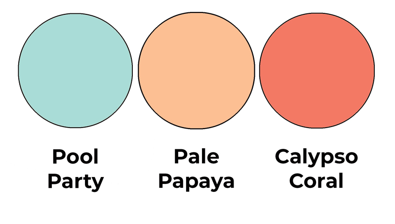 Colour combo mixing Pool Party, Pale Papaya and Calypso Coral