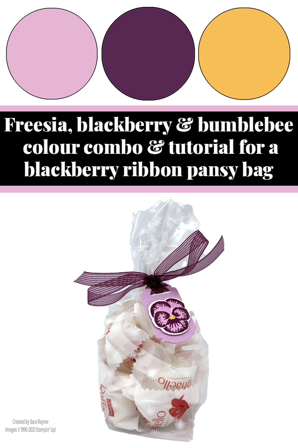 Blackberry ribbon pansy treat bag tutorial