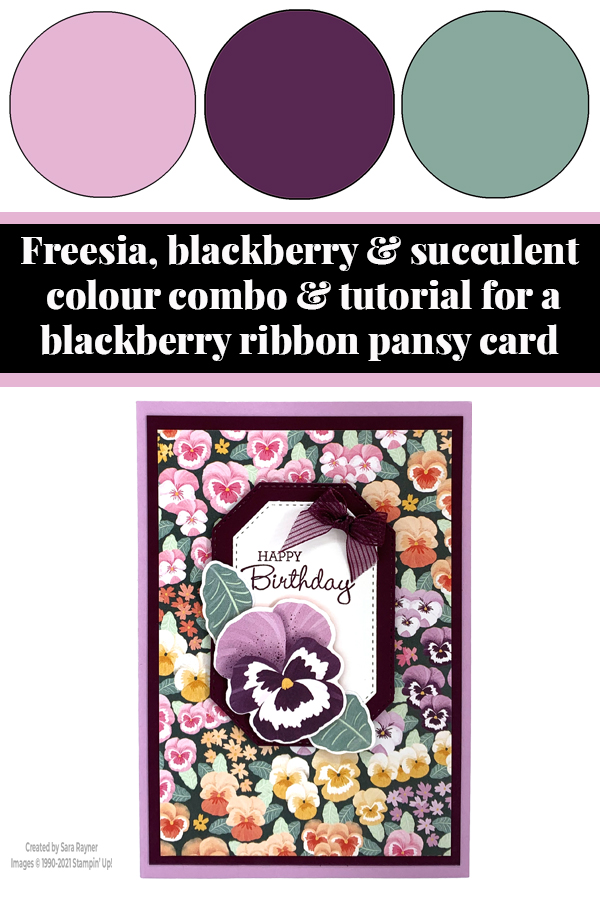 Blackberry ribbon pansy birthday card tutorial