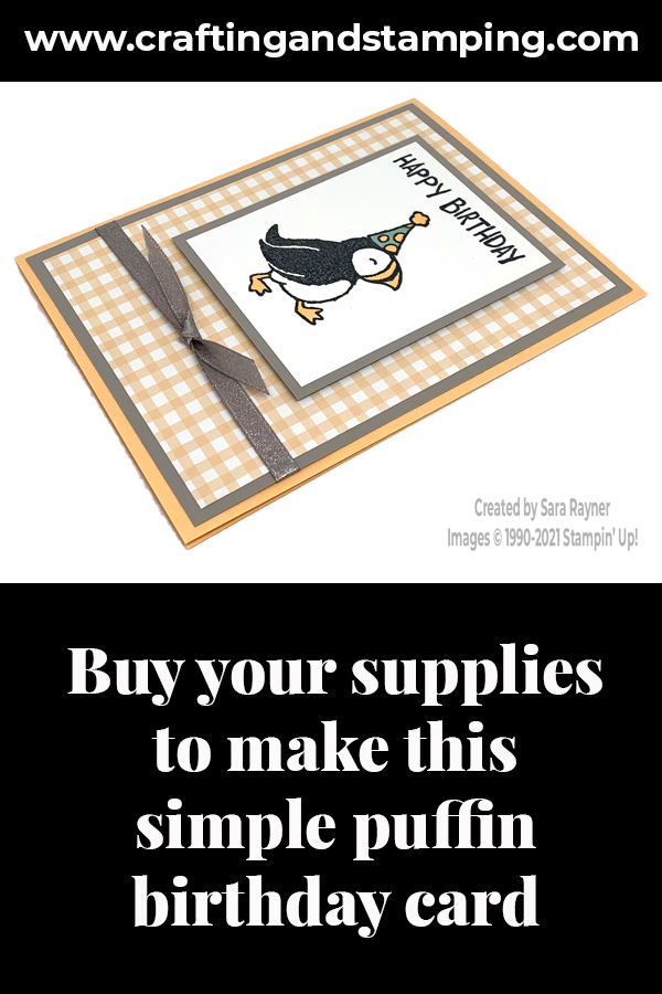 Simple puffin birthday card supply list