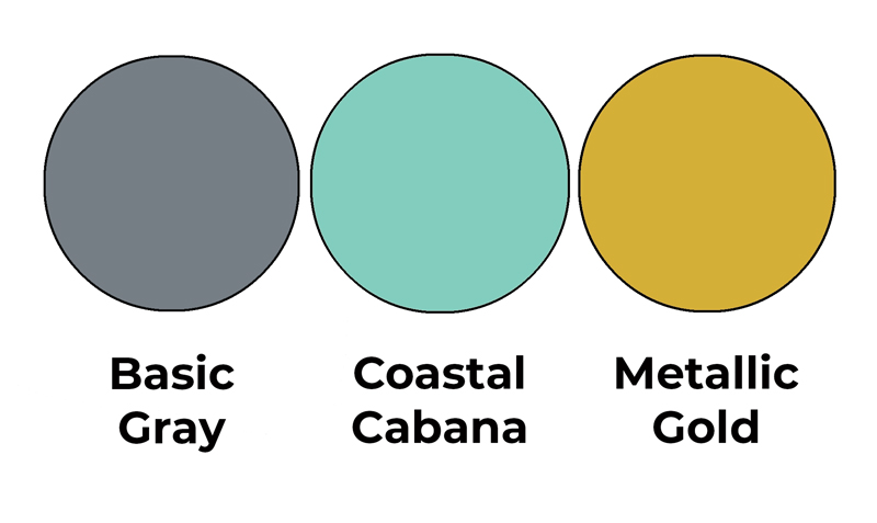 Colour combo mixes Basic Gray, Coastal Cabana and Metallic Gold