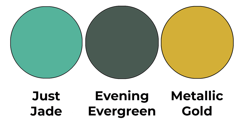 Colour combo mixes Just Jade, Evening Evergreen and Metallic Gold