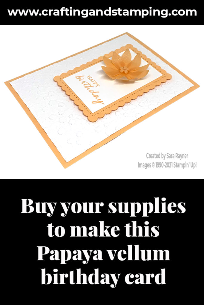 Pale Papaya vellum birthday card supply list