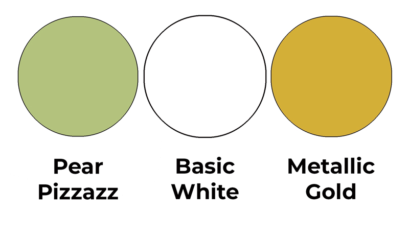 Colour combo mixing Pear Pizzazz, Basic White and Metallic Gold