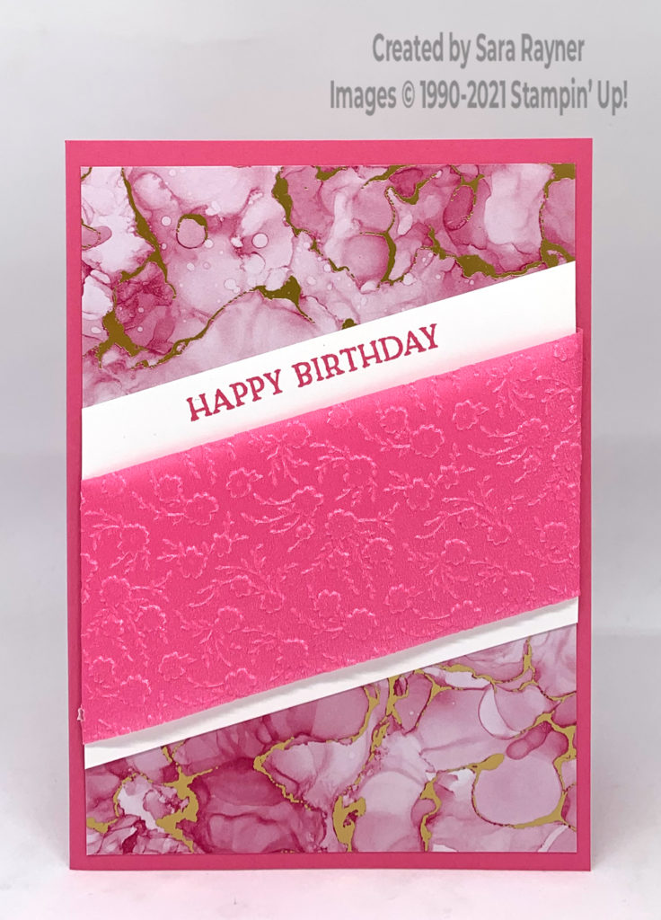 Polished Pink shimmer vellum birthday card