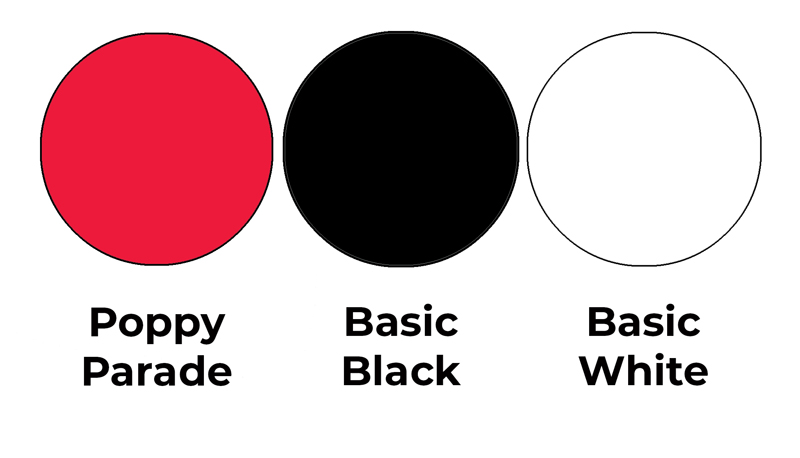 Colour combo mixing Poppy Parade, Basic Black and Basic White