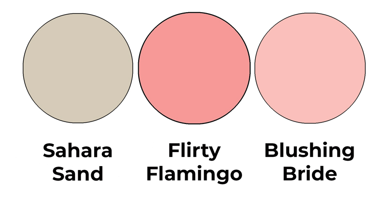 Colour combo mixing Sahara Sand, Flirty Flamingo and Blushing Bride