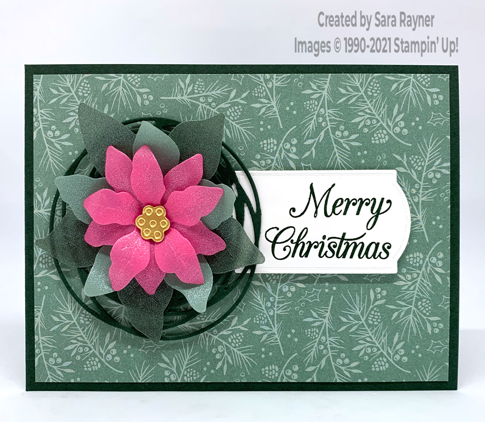 Shimmer vellum poinsettia xmas card