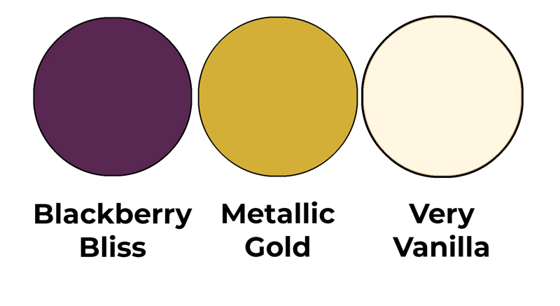 Colour combo mixing Blackberry Bliss, Metallic Gold and Very Vanilla.