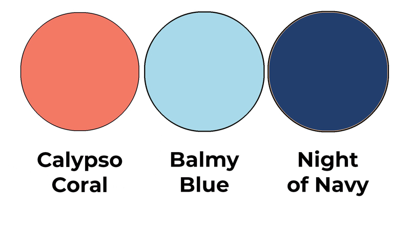 Colour combo mixing Calypso Coral, Balmy Blue and Night of Navy