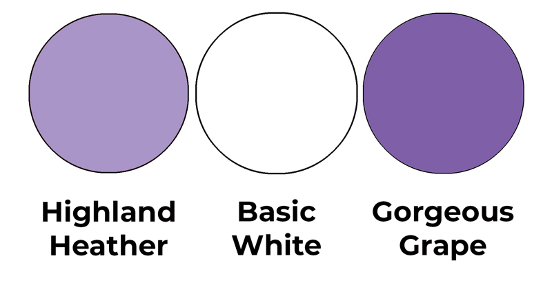 Colour combo mixing Highland Heather, Basic White and Gorgeous Grape