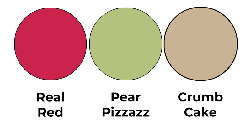 Colour combo mixing Real Red, Pear Pizzazz and Crumb Cake