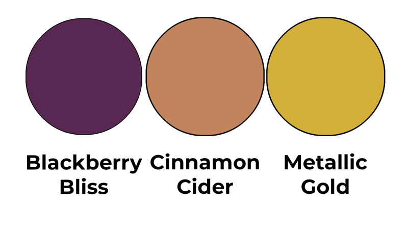 Colour combo mixing Blackberry Bliss, Cinnamon Cider and Metallic Gold