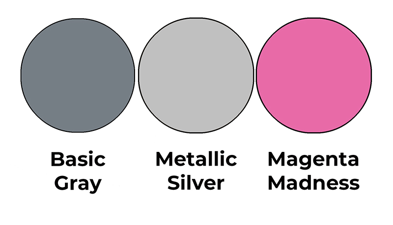 Colour combo mixing Basic Gray, Metallic Silver and Magenta Madness