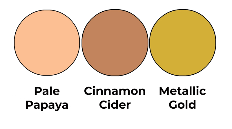 Colour combo mixing Pale Papaya, Cinnamon Cider and Metallic Gold