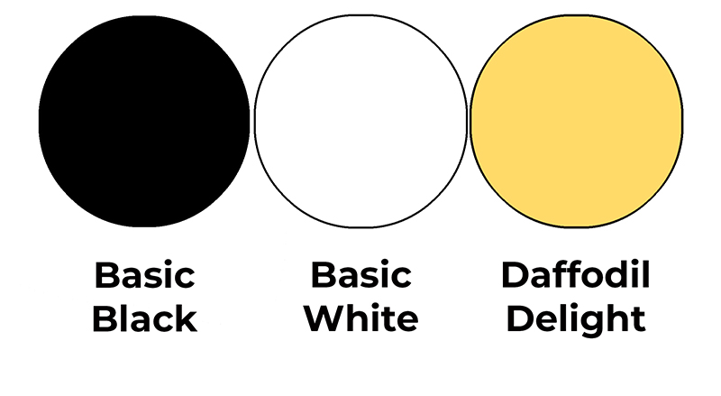 Colour combo mixing Basic Black, Basic White and Daffodil Delight.
