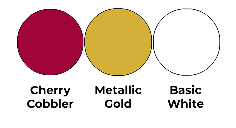 Colour combo mixing Cherry Cobbler, Metallic Gold and Basic White.