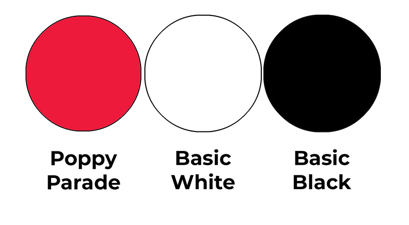 Colour combo mixing Poppy Parade, Basic White and Basic Black.