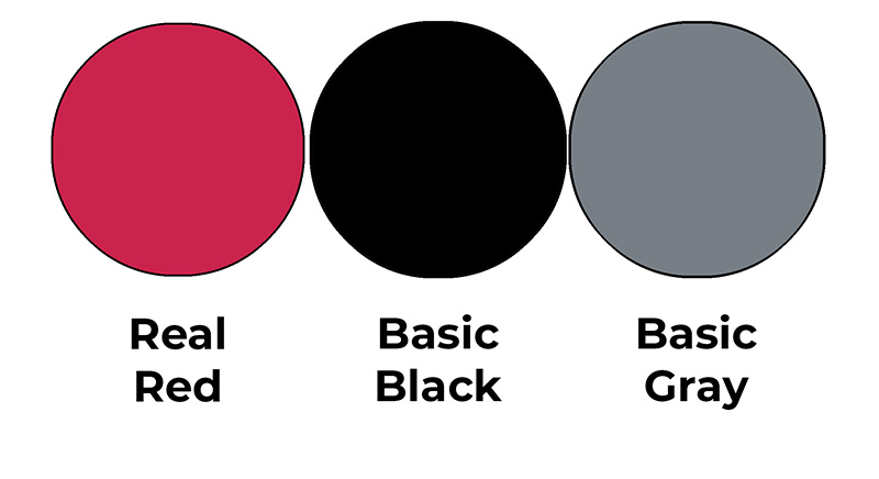 Colour combo mixing Real Red, Basic Black and Basic Gray.
