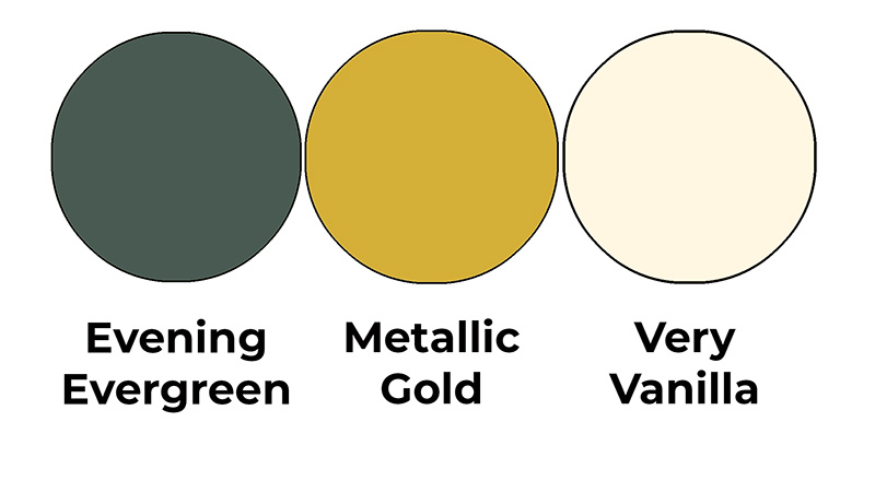 Colour combo mixing Evening Evergreen, Metallic Gold and Very Vanilla.