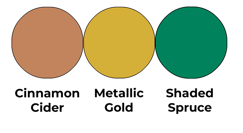 Colour combo mixing Cinnamon Cider, Metallic Gold and a splash of Shaded Spruce.