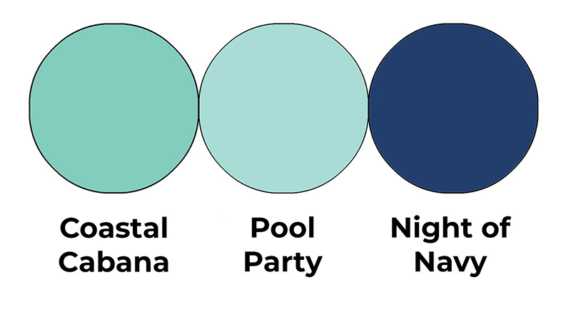 Colour combo mixing Coastal Cabana, Pool Party and Night of Navy.