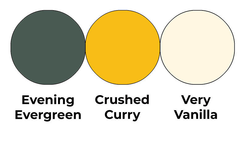 Colour combo mixing Evening Evergreen, Crushed Curry and Very Vanilla.