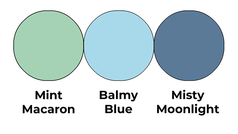 Colour combo mixing Mint Macaron, Balmy Blue and Misty Moonlight.