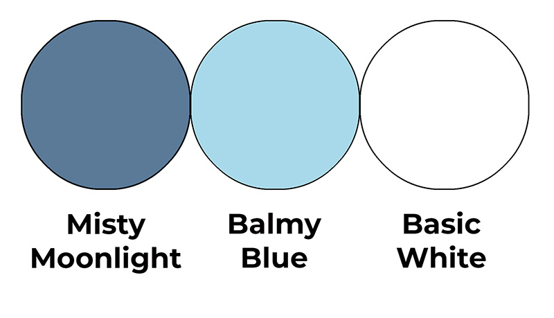 Colour combo mixing Misty Moonlight, Balmy Blue and Basic White.