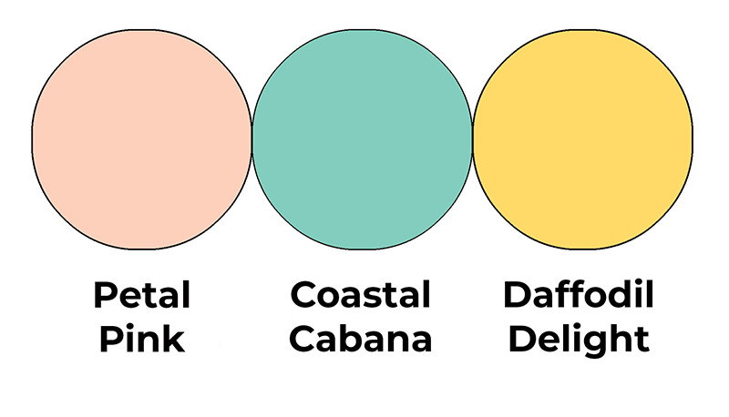 Colour combo mixing Petal Pink, Coastal Cabana and Daffodil Delight.