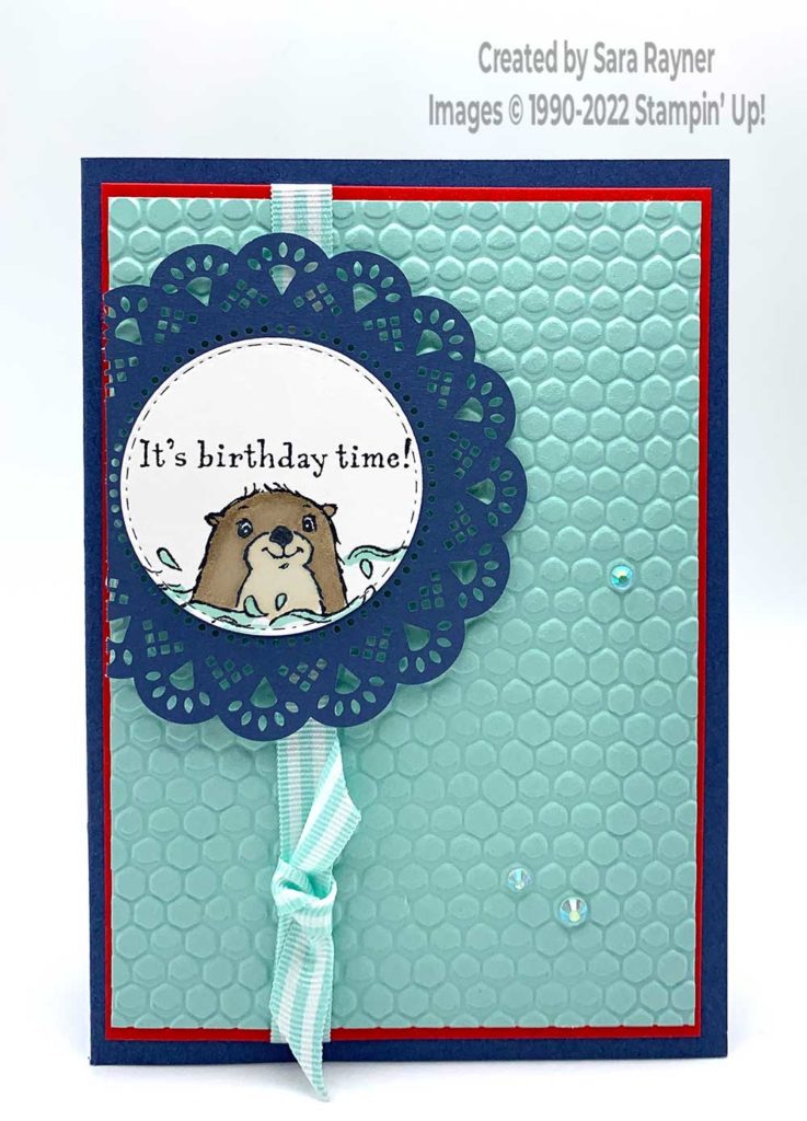 Otter doily birthday card