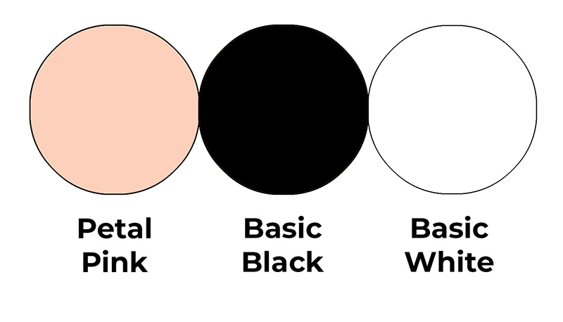 Colour combo mixing Petal Pink, Basic Black and Basic White.