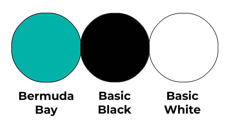 Colour combo mixing Bermuda Bay, Basic Black and Basic White.