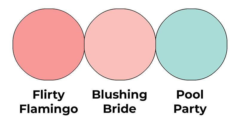 Colour combo mixing Flirty Flamingo, Blushing Bride and Pool Party.