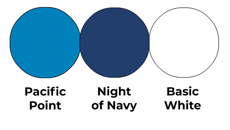 Colour combo mixing Pacific Point, Night of Navy and Basic White.