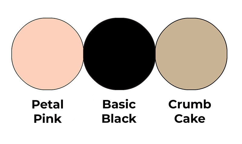 Colour combo mixing Petal Pink, Basic Black and Crumb Cake.