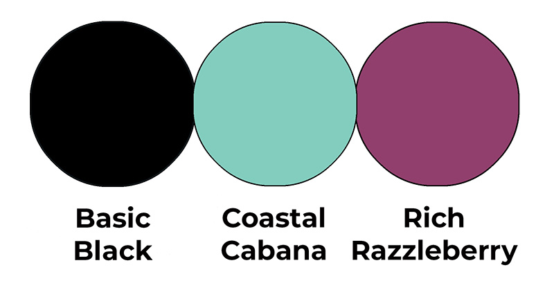 Colour combo mixing Basic Black, Coastal Cabana and Rich Razzleberry.