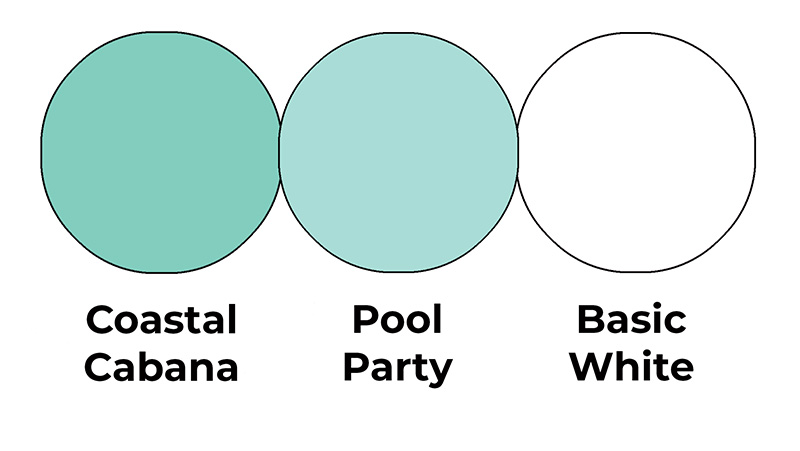 Colour combo mixing Coastal Cabana, Pool Party and Basic White.