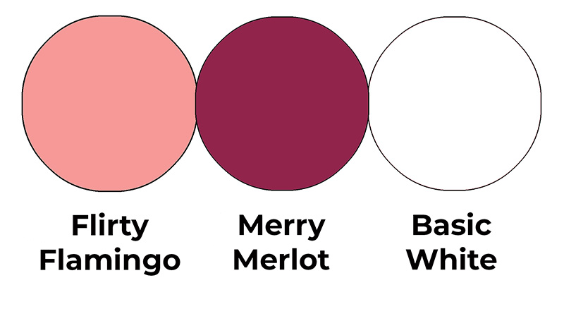 Colour combo mixing Flirty Flamingo, Merry Merlot and Basic White.